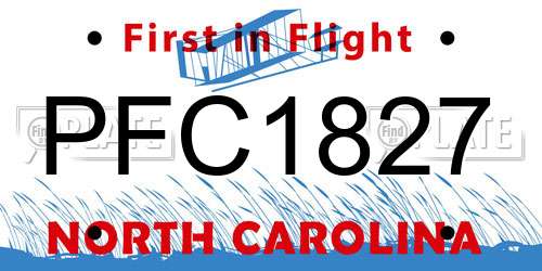 PFC1827 North Carolina License Plate