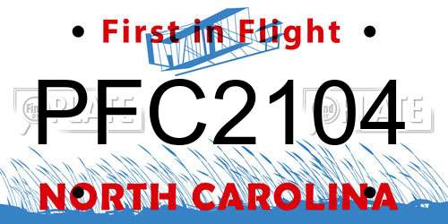 PFC2104 North Carolina License Plate