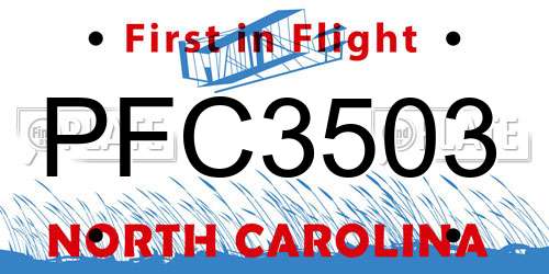 PFC3503 North Carolina License Plate