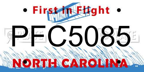 PFC5085 North Carolina License Plate