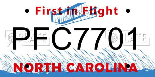 PFC7701 North Carolina License Plate