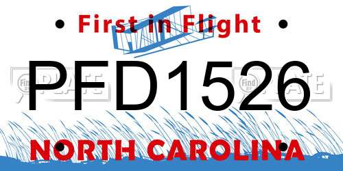 PFD1526 North Carolina License Plate