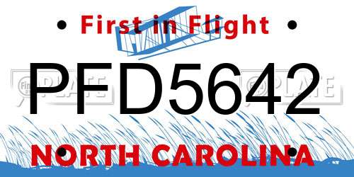 PFD5642 North Carolina License Plate