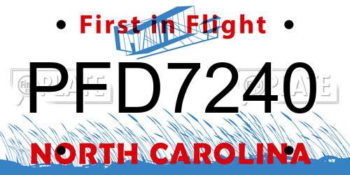 PFD7240 North Carolina License Plate
