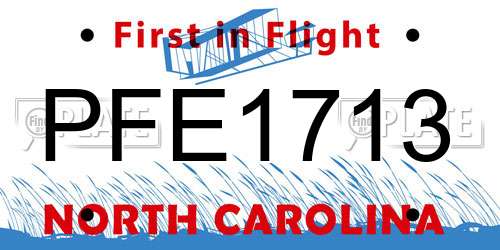 PFE1713 North Carolina License Plate