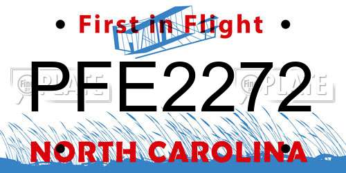 PFE2272 North Carolina License Plate