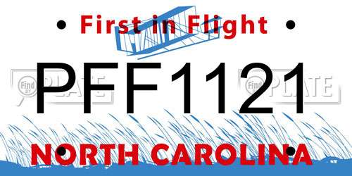 PFF1121 North Carolina License Plate