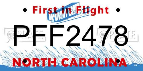 PFF2478 North Carolina License Plate