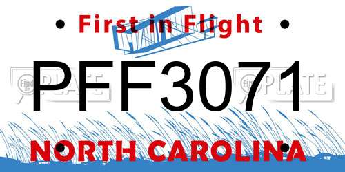 PFF3071 North Carolina License Plate