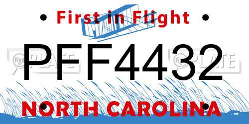 PFF4432 North Carolina License Plate