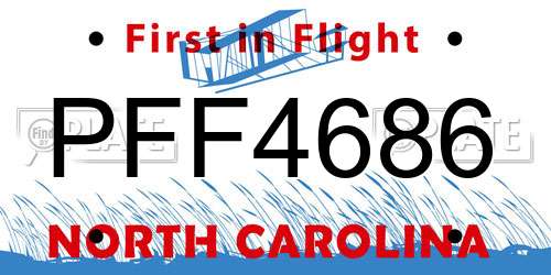 PFF4686 North Carolina License Plate