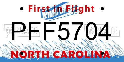 PFF5704 North Carolina License Plate