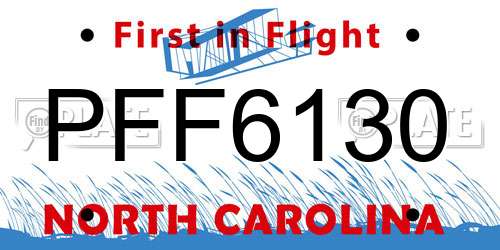 PFF6130 North Carolina License Plate