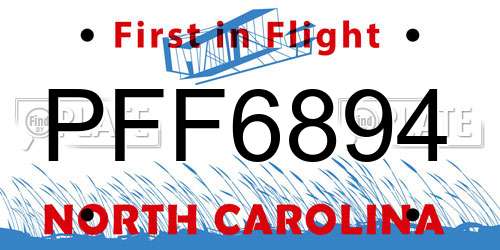 PFF6894 North Carolina License Plate