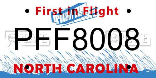 PFF8008 North Carolina License Plate