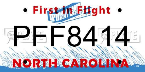 PFF8414 North Carolina License Plate