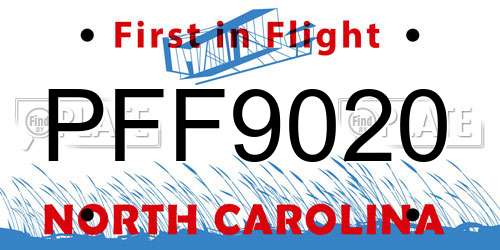 PFF9020 North Carolina License Plate