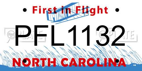 PFL1132 North Carolina License Plate