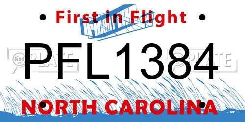 PFL1384 North Carolina License Plate