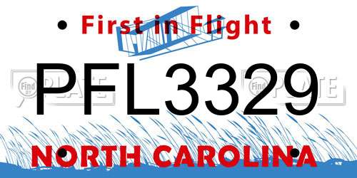PFL3329 North Carolina License Plate