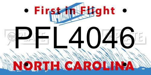 PFL4046 North Carolina License Plate