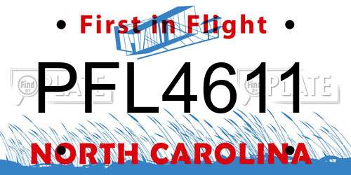 PFL4611 North Carolina License Plate