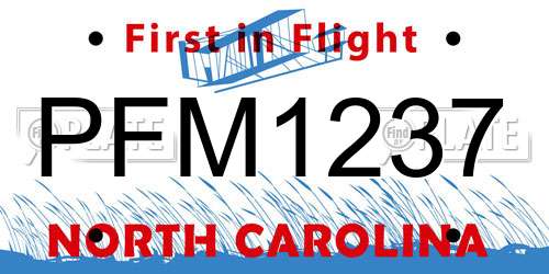 PFM1237 North Carolina License Plate