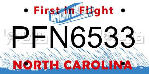 PFN6533 North Carolina License Plate