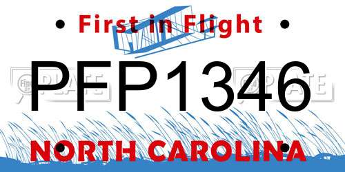 PFP1346 North Carolina License Plate