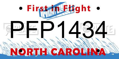 PFP1434 North Carolina License Plate
