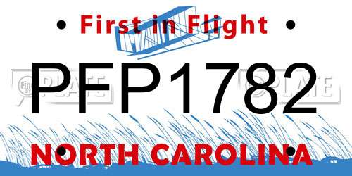 PFP1782 North Carolina License Plate
