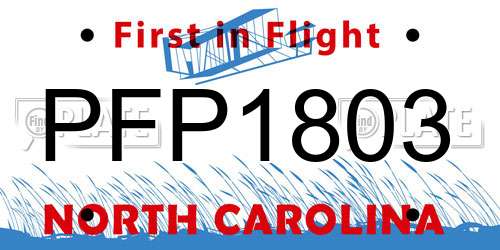 PFP1803 North Carolina License Plate