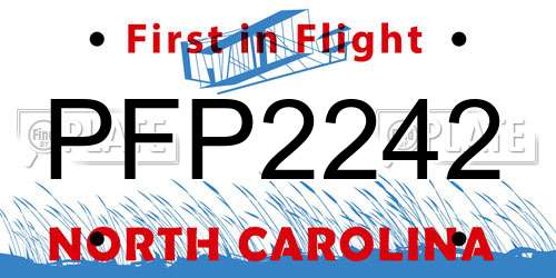 PFP2242 North Carolina License Plate