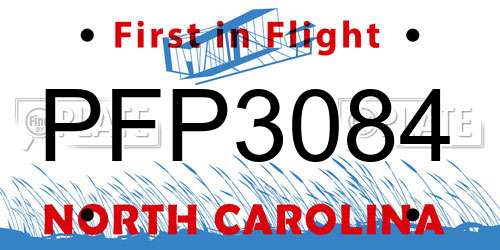 PFP3084 North Carolina License Plate