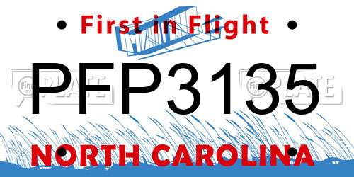 PFP3135 North Carolina License Plate