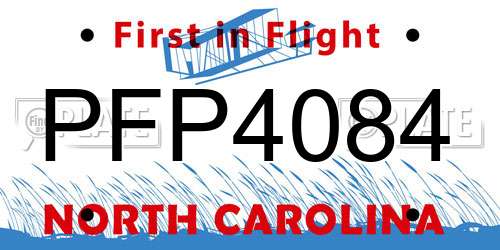 PFP4084 North Carolina License Plate