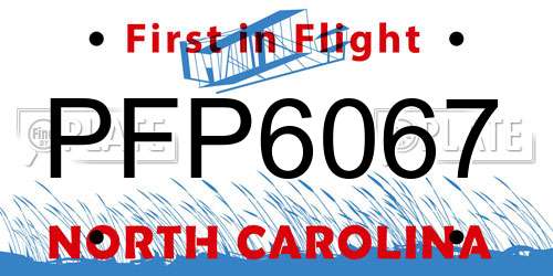 PFP6067 North Carolina License Plate