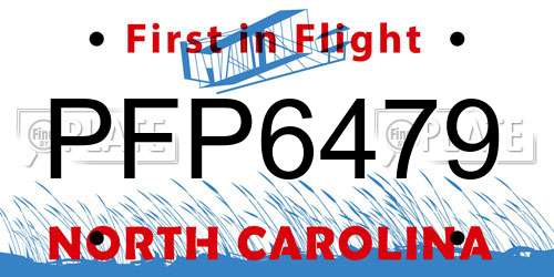 PFP6479 North Carolina License Plate