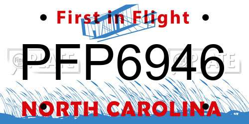 PFP6946 North Carolina License Plate
