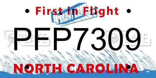 PFP7309 North Carolina License Plate