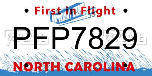 PFP7829 North Carolina License Plate