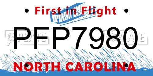 PFP7980 North Carolina License Plate