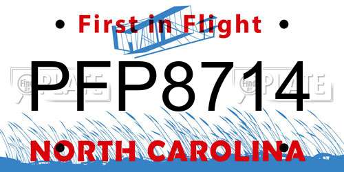 PFP8714 North Carolina License Plate