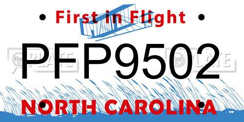 PFP9502 North Carolina License Plate