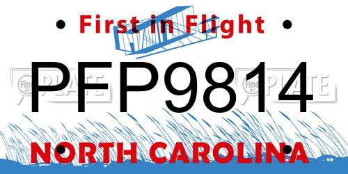 PFP9814 North Carolina License Plate