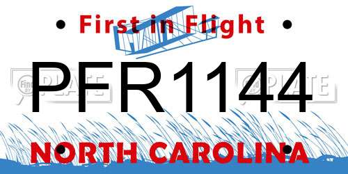 PFR1144 North Carolina License Plate