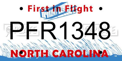PFR1348 North Carolina License Plate