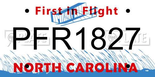 PFR1827 North Carolina License Plate
