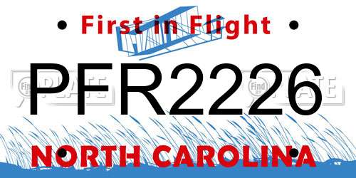 PFR2226 North Carolina License Plate