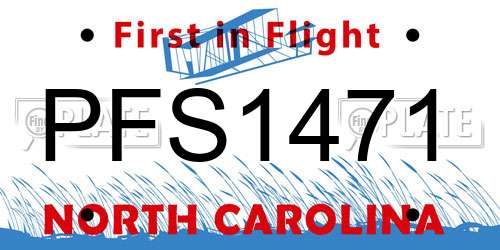 PFS1471 North Carolina License Plate